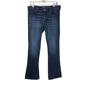 American Eagle Womens Skinny Kick Jeans Size 14 Short Blue Dark Wash